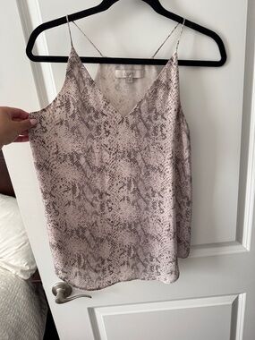 LOFT Pink Snake-Print V-Neck Spaghetti Strap Cami